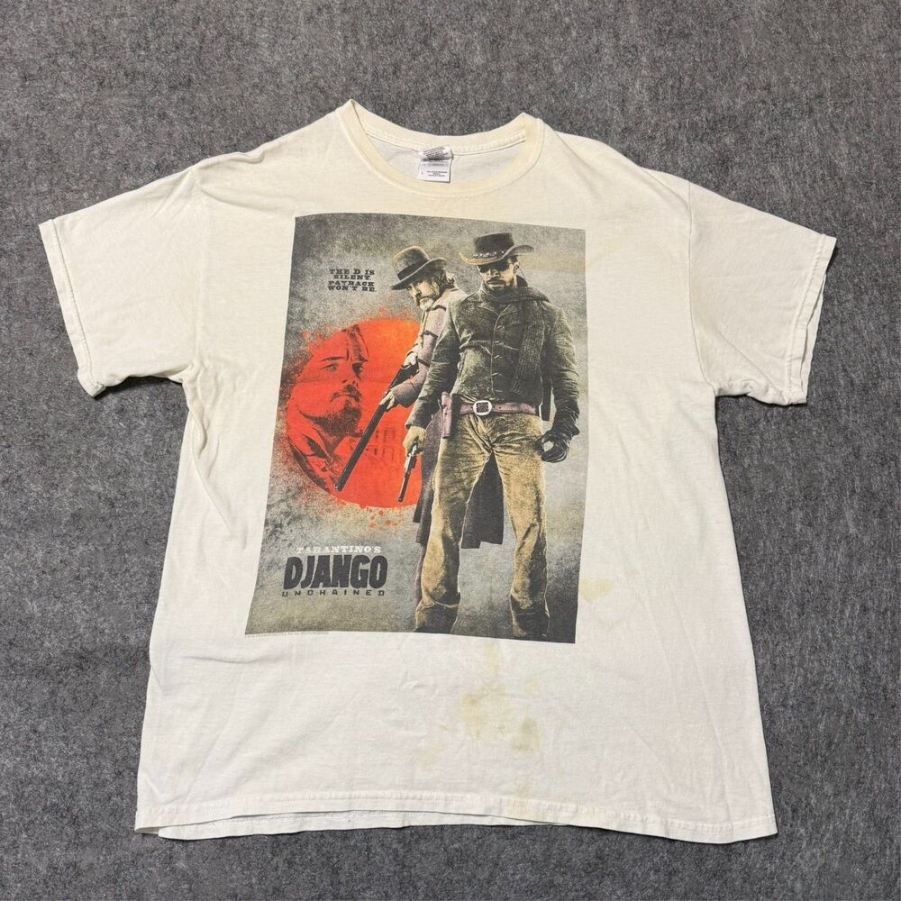 Vintage 2010S Gildan Mens T-Shirt Size L Django Unchained Movie Promo Preshrunk